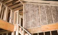 wood framing with fiberglass iinsulation